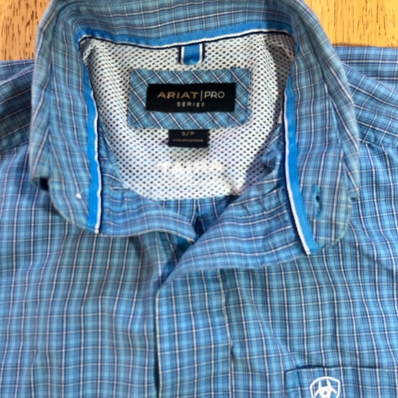 Ariat Pro Series Shirt Mens Small Blue Plaid Long Sleeve Button Vented *see Pics - Picture 2 of 11